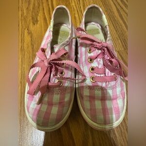 Keds kate spade collab toddler Pink Gingham Lace-Up Canvas Shoes